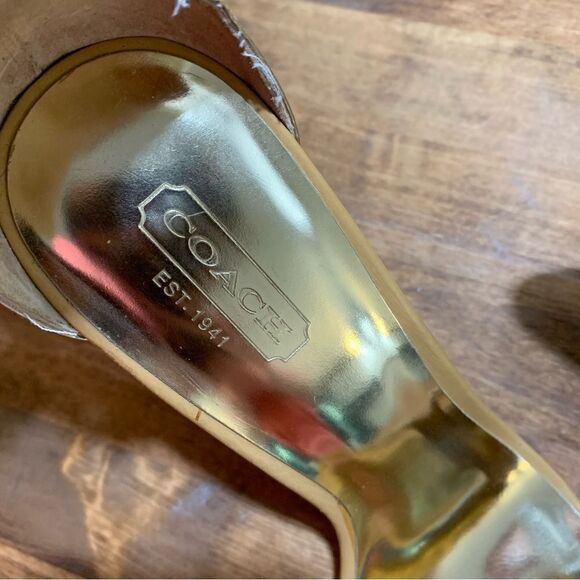 Coach Sharrin Metallic Gold Wedges Sz 7.5 - Picture 7 of 9